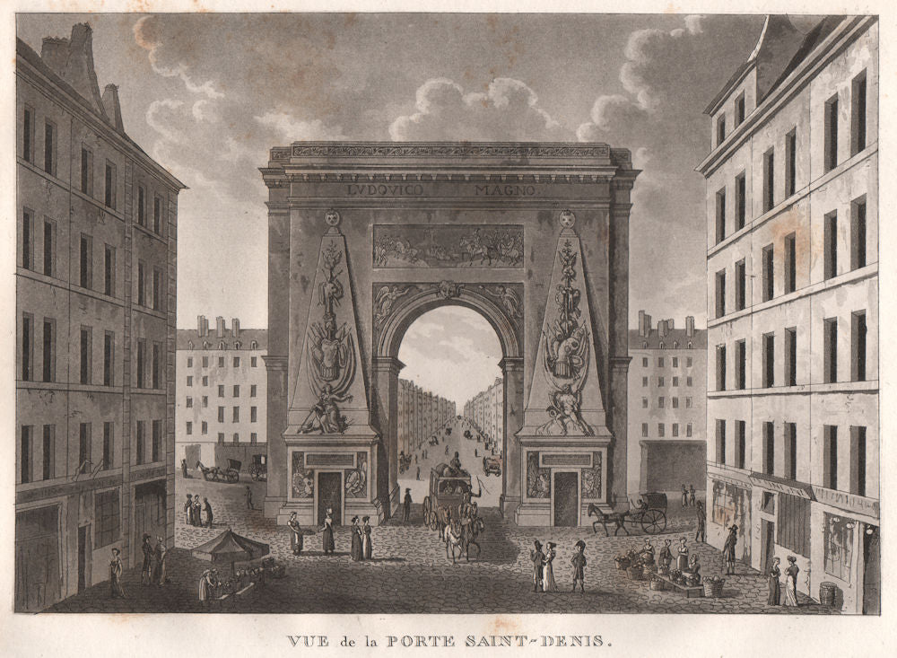 PARIS. Porte Saint-Denis. Aquatint 1808 old antique vintage print picture